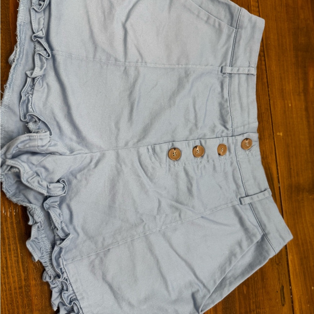 Women's Light Blue Ruffle Shorts